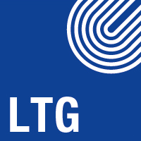 Blaues LTG-Logo mit runden Linien auf weißem Hintergrund
